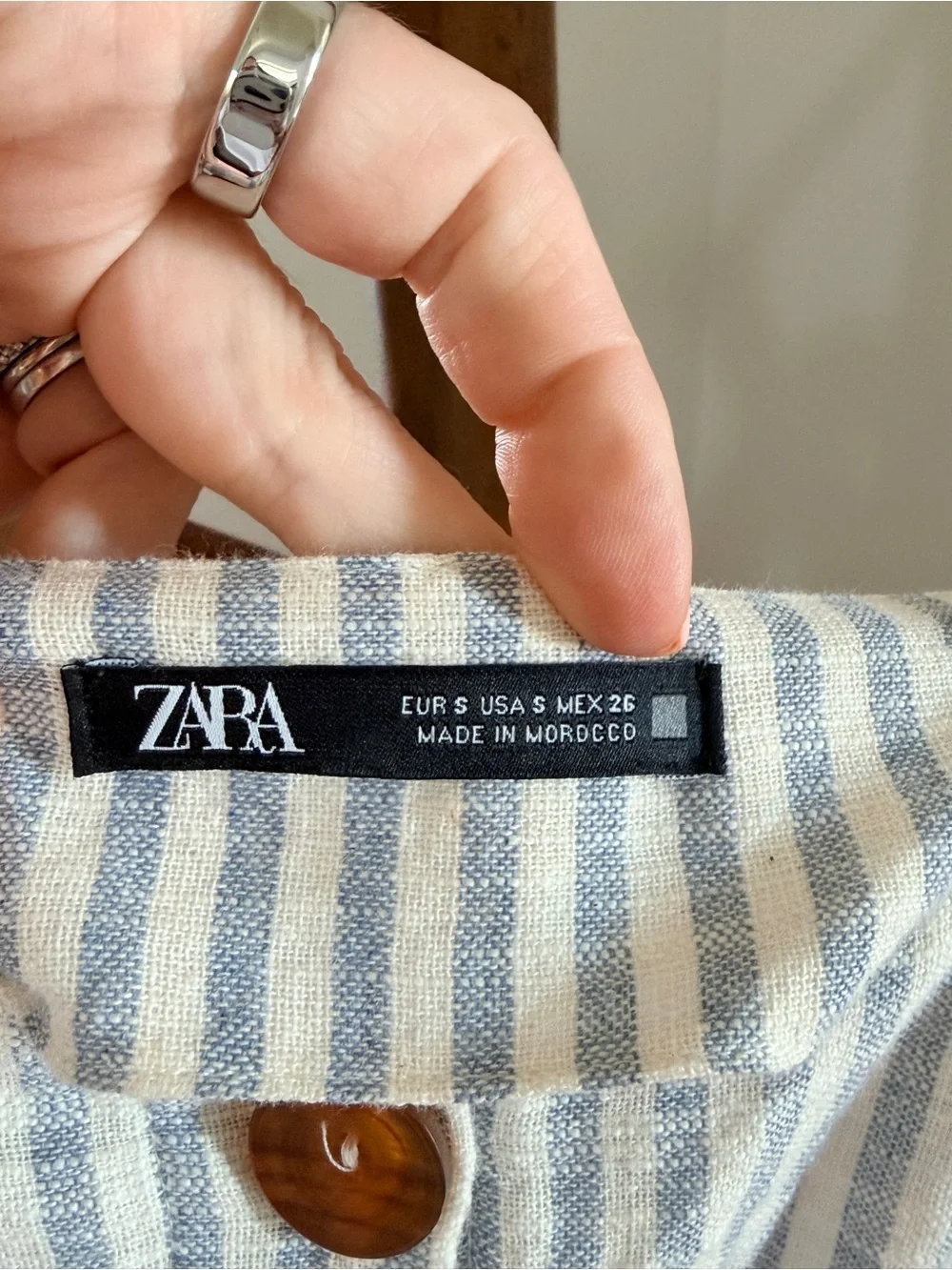 Blue and White Zara Striped Romper with Tie Waist-Small